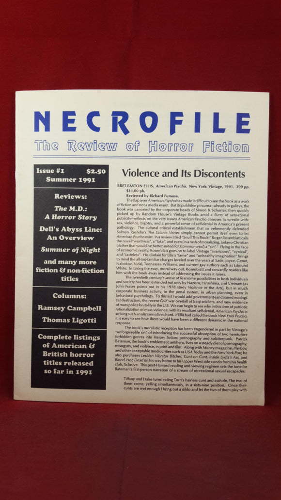 Necrofile - The Review of Horror Fiction, Issue 1 Summer 1991, Necronomicon Press