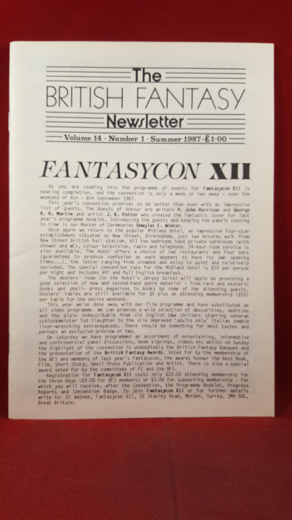 The British Fantasy Newsletter Volume 14 Number 31, Summer 1987