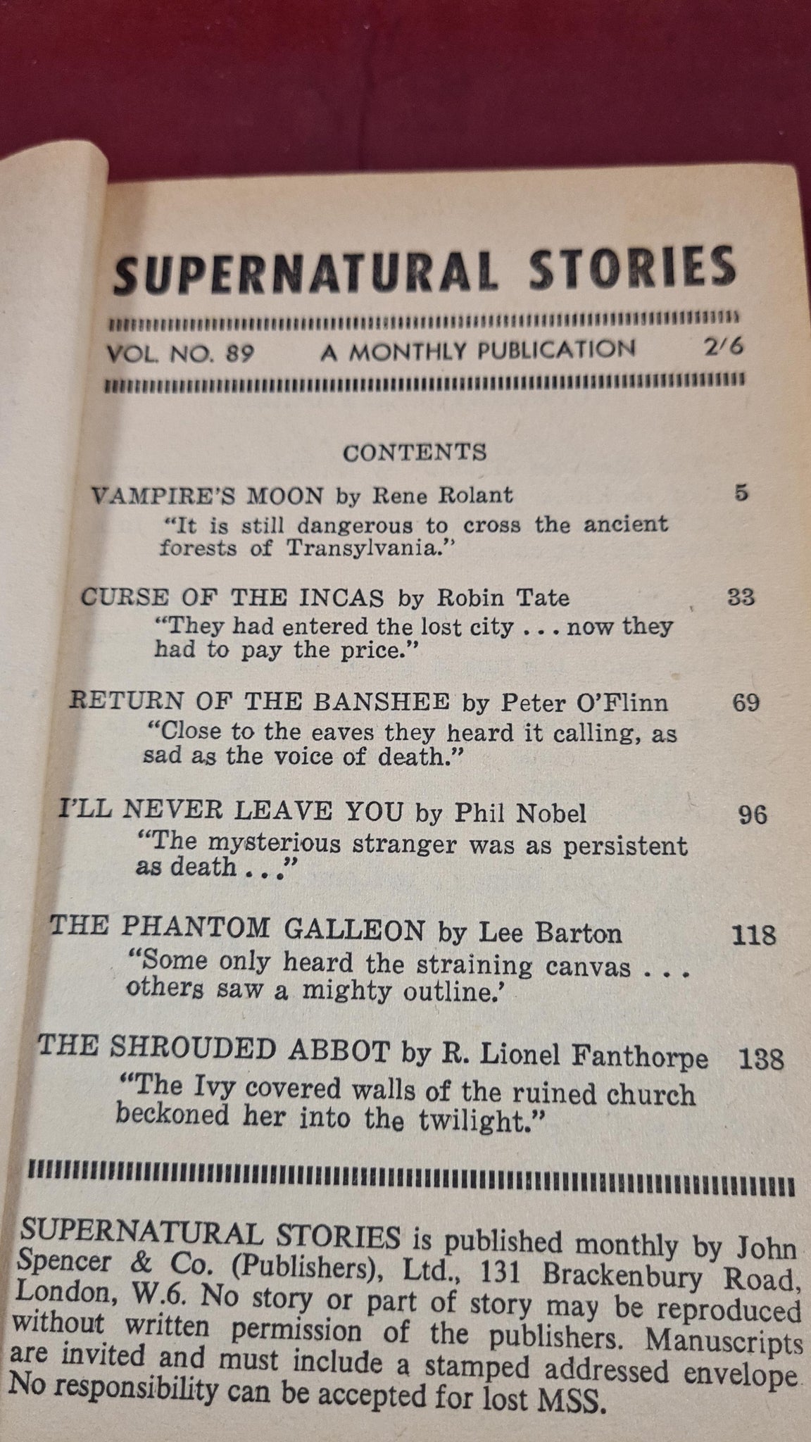R Lionel Fanthorpe Supernatural Stories Number 89, Badger Books, Pap Richard Dalby's Library