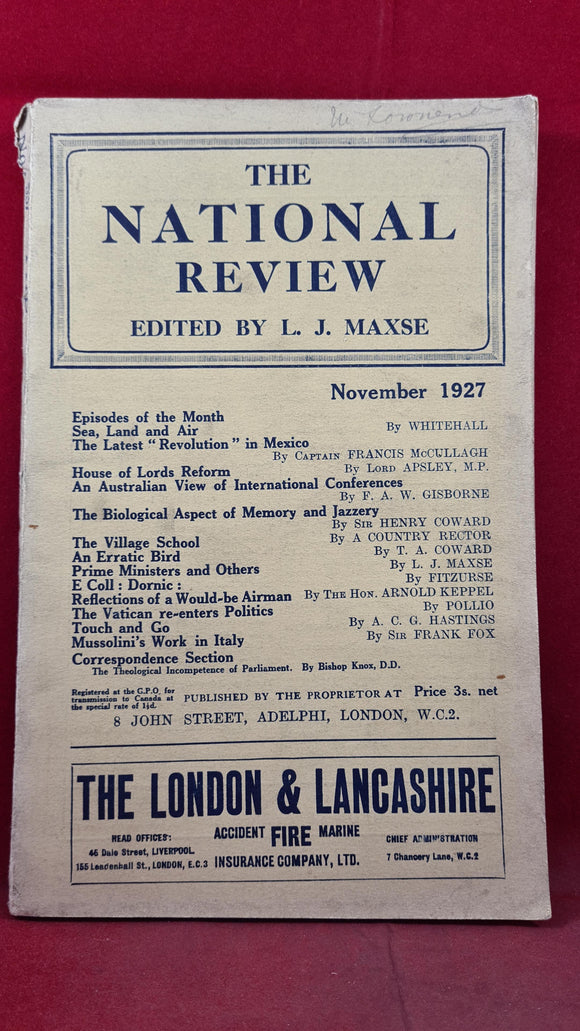 L J Maxse - The National Review Number 537 November 1927