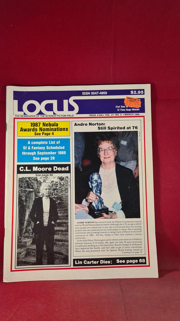 Charles N Brown - Locus  March 1988 Issue 326 Volume 21 Number 3