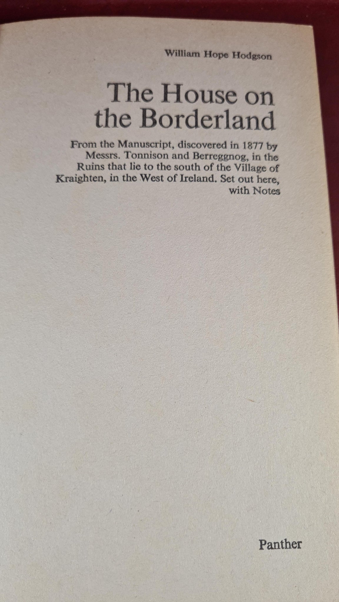 William Hope Hodgson The House On The Borderland, Panther, 1972, Pap