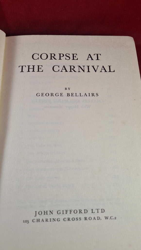 George Bellairs - Corpse at The Carnival, John Gifford, 1958, First Edition