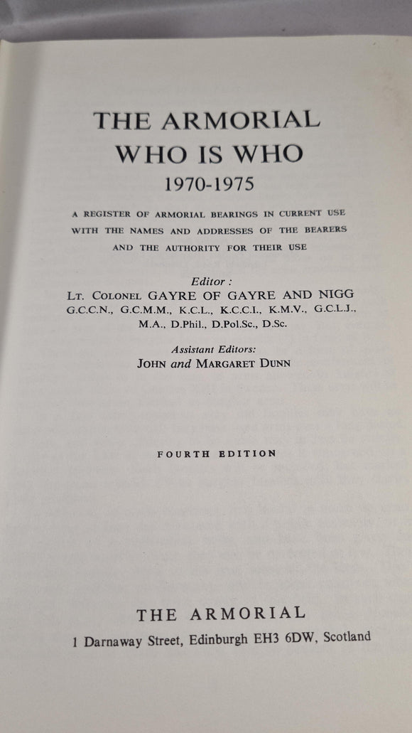The Armorial Who Is Who 1970-1975