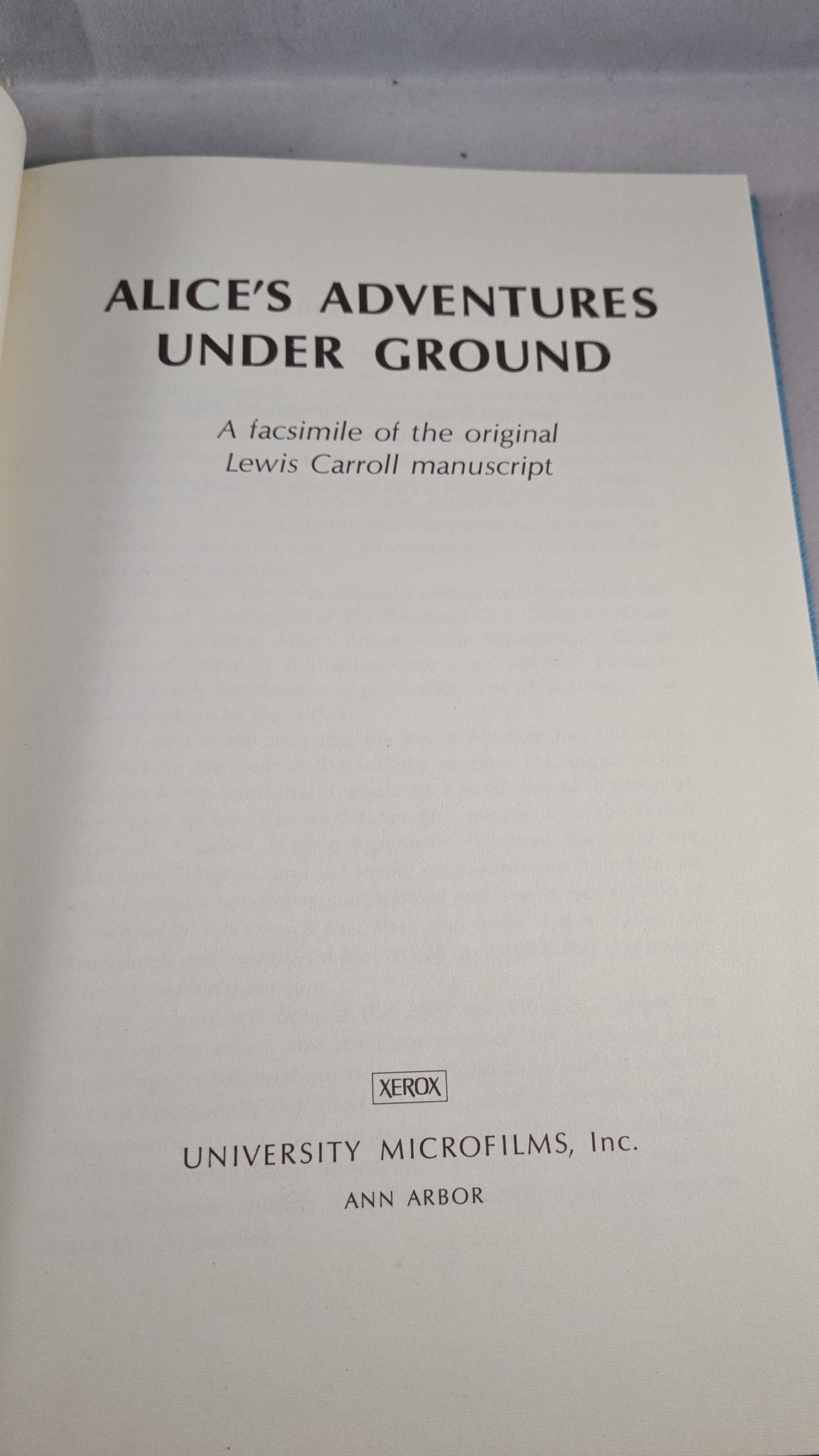 Carroll　Under　manuscript　–　Xerox,　Lewis　Richard　Dalby's　Adventures　Alice's　196　Ground,　Library