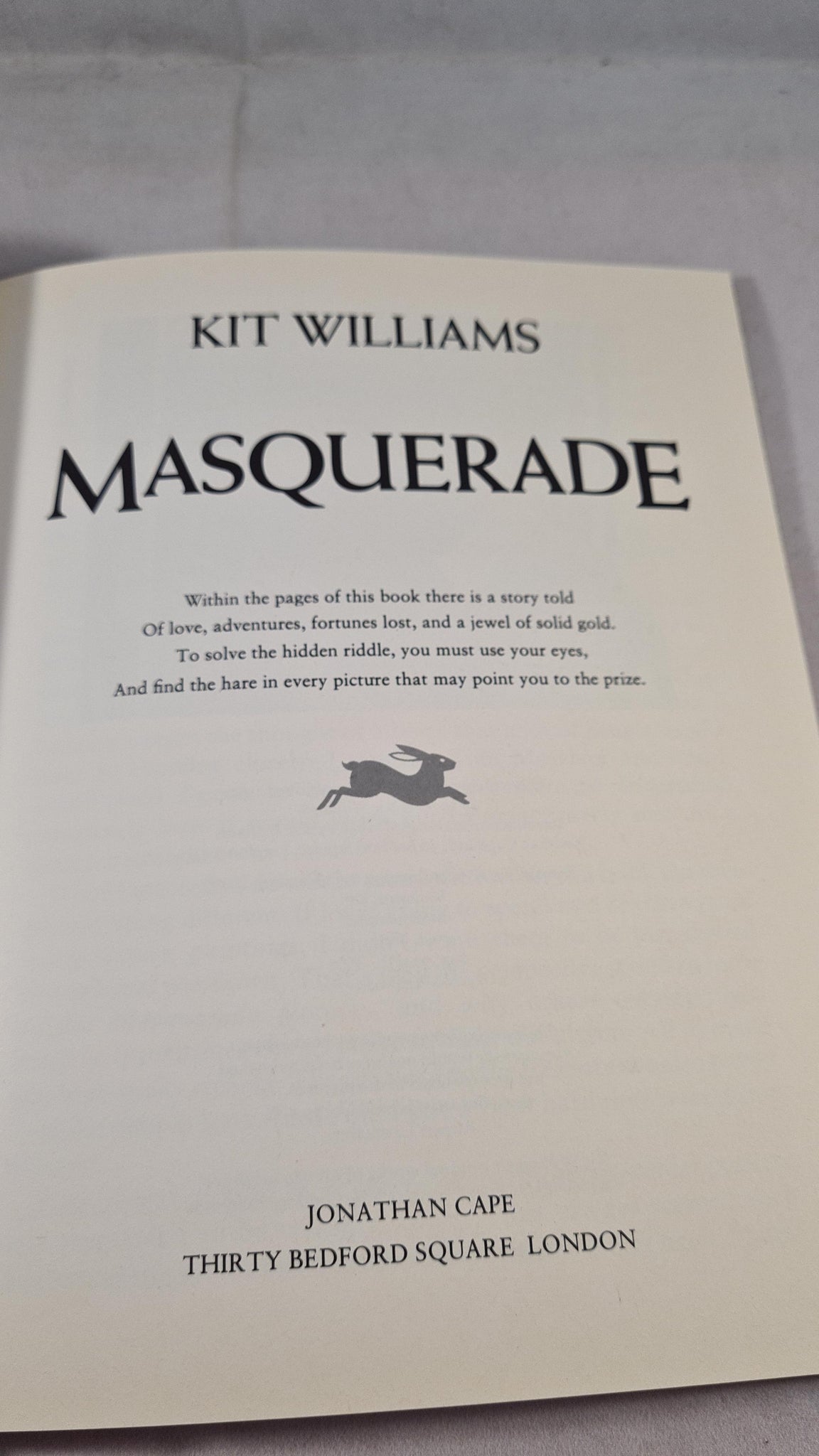 Kit Williams Kit Williams - Masquerade, Jonathan Cape, 1979, 1982 & 1984 – Richard ...