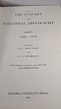 The Dictionary of National Biography 1961-1970, Oxford University, 1981, First Edition