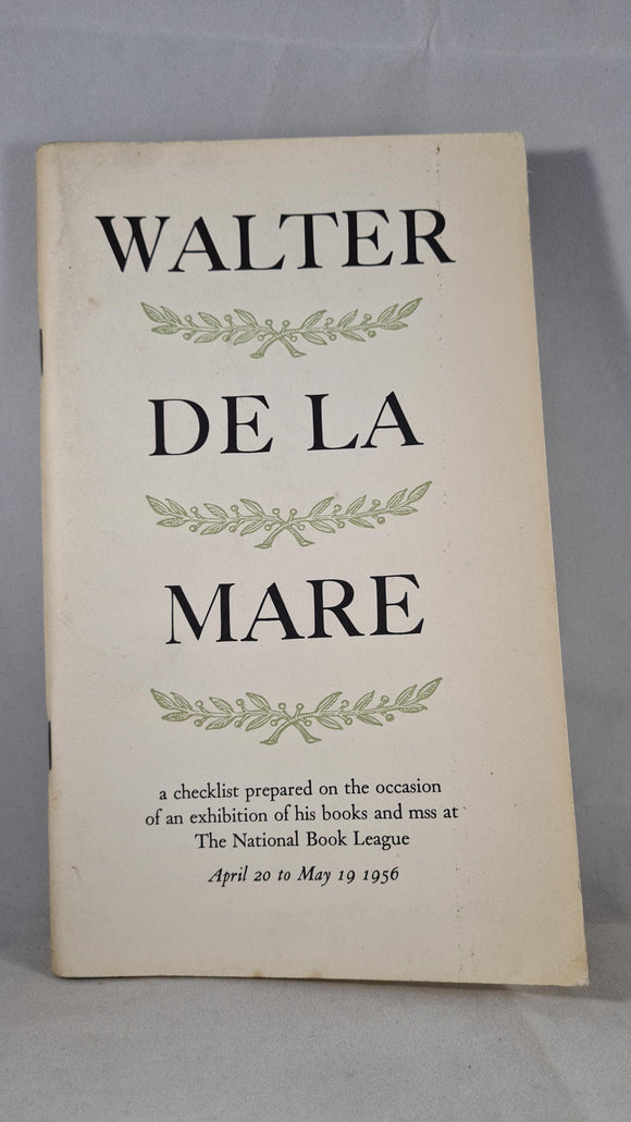 Walter de la Mare - A Checklist, National Book League, 1956