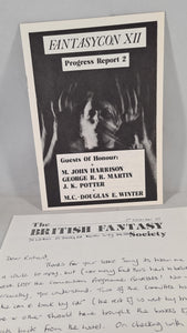 Fantasycon XII 4 - 6 September 1987, The British Fantasy Society, Letter