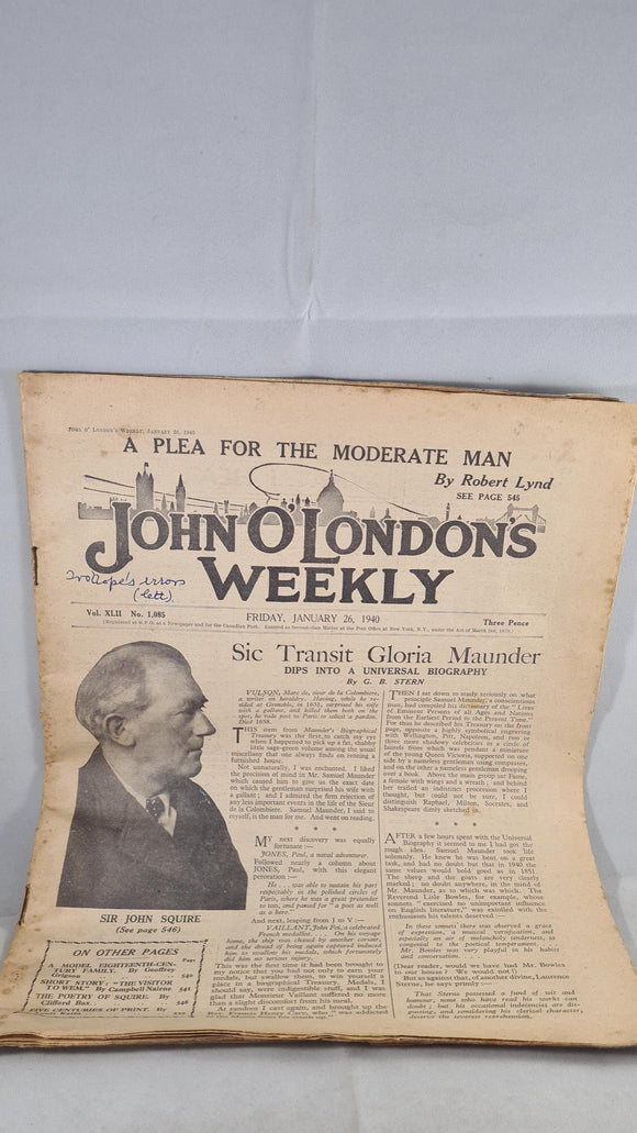 John O'London's Weekly Number 1,085 January 26 1940