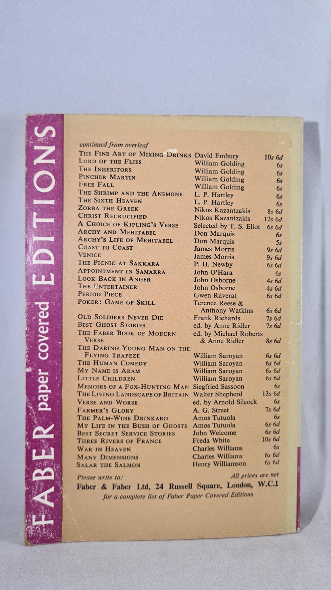 Charles Williams The Place of the Lion, Faber, 1965, Paperbacks