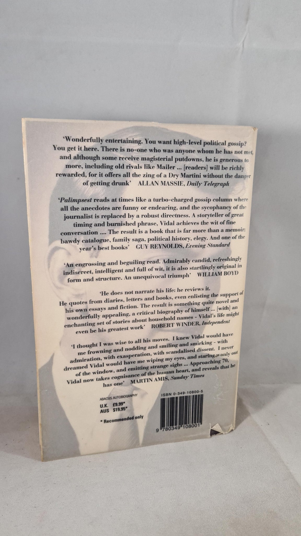 Gore Vidal - Palimpsest A Memoir, Abacus, 1996, Paperbacks