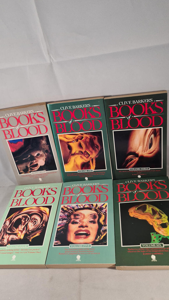 Clive Barker's Books of Blood Volume 1 - 6, Sphere Books, 1984, Signed, Paperbacks