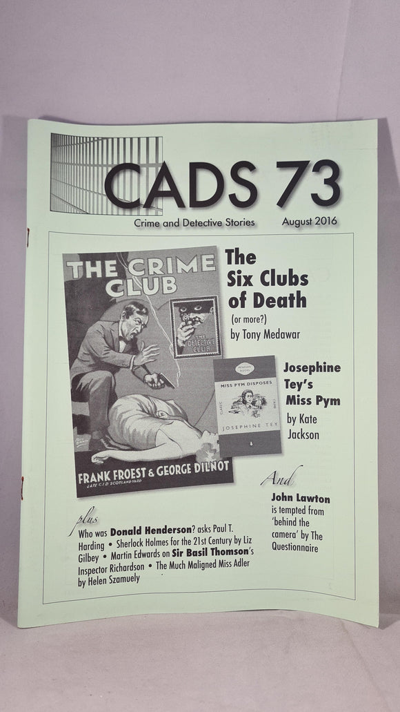 Crime & Detective Stories, CADS Number 73 August 2016