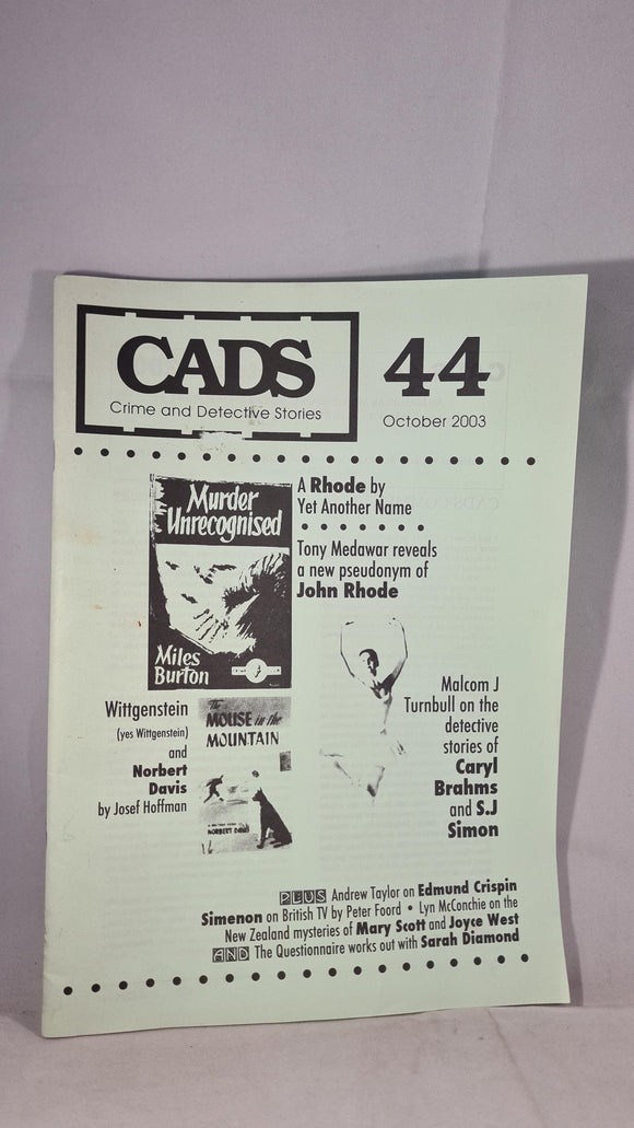 Crime & Detective Stories, CADS Number 44 October 2003