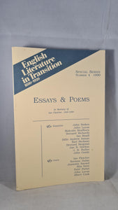 English Literature in Transition 1880-1920, Essays & Poems, Special Series Number 4 1990