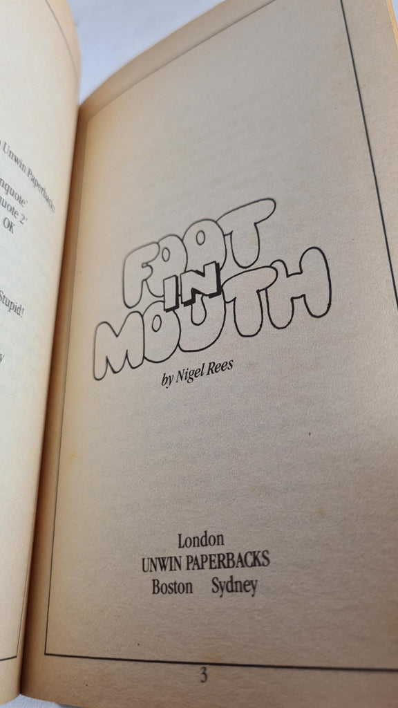 Nigel Rees Books Nigel Rees - Foot in Mouth, Unwin Paperbacks, 1982, First Edition ...