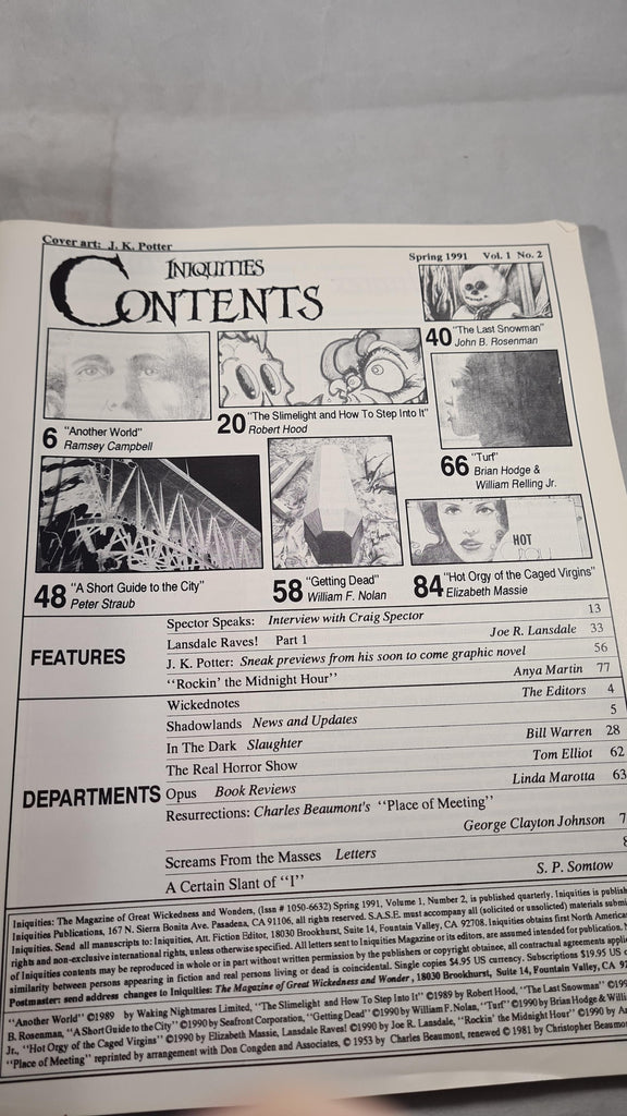 Iniquities Volume 1 Number 2 Spring 1991 – Richard Dalby's Library