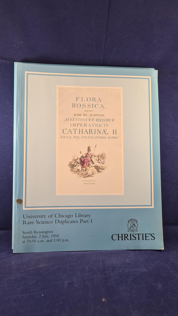 Christie's 2 July 1994 University of Chicago Library Rare Science Duplicates Part I & II