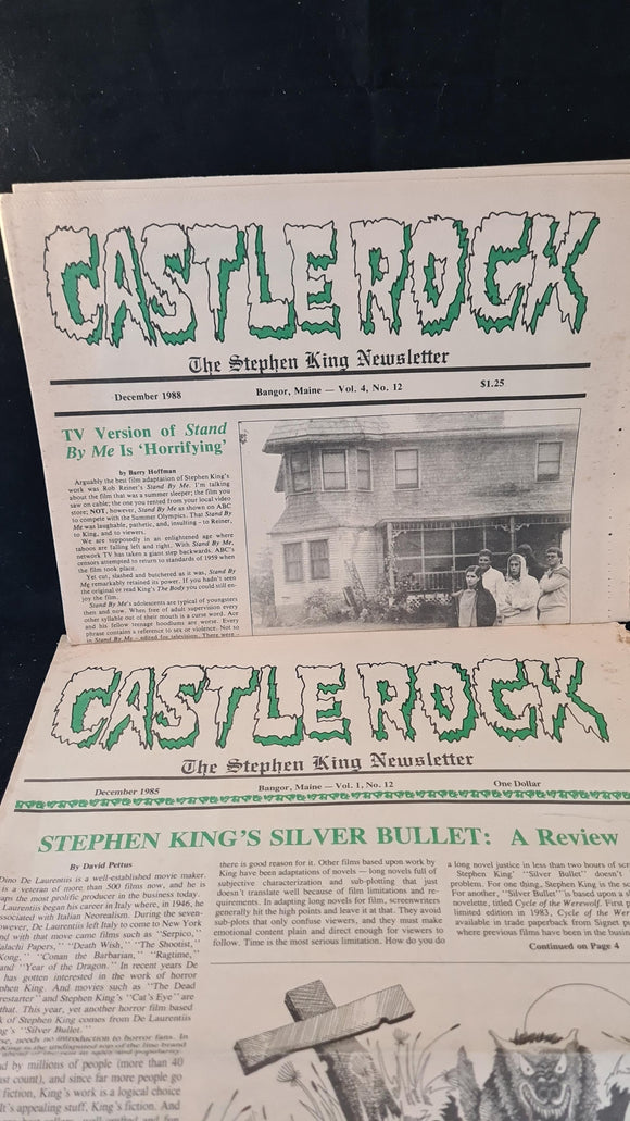 Castle Rock - The Stephen King Newsletter Dec. 1985 Vol 1, No. 12 & Dec '88 Vol 4 No.12