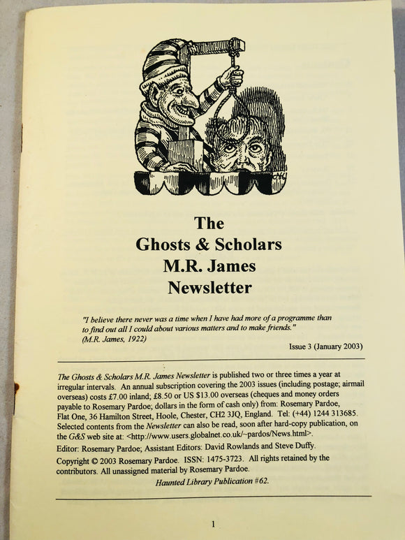 The Ghosts & Scholars - M. R. James Newsletter, Haunted Library Publications, Issue 3 (January 2003)